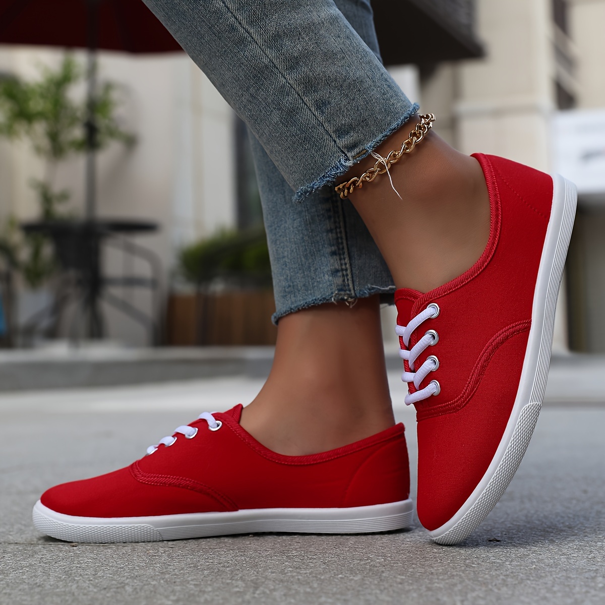 casual canvas sneakers women s low top lace walking shoes details 25