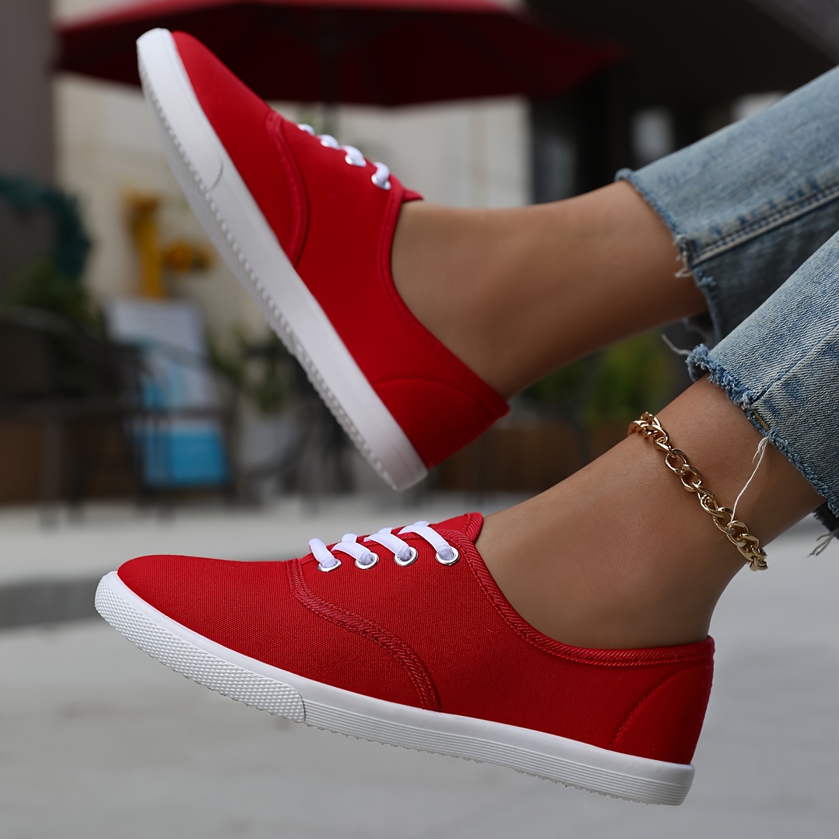 casual canvas sneakers women s low top lace walking shoes details 26