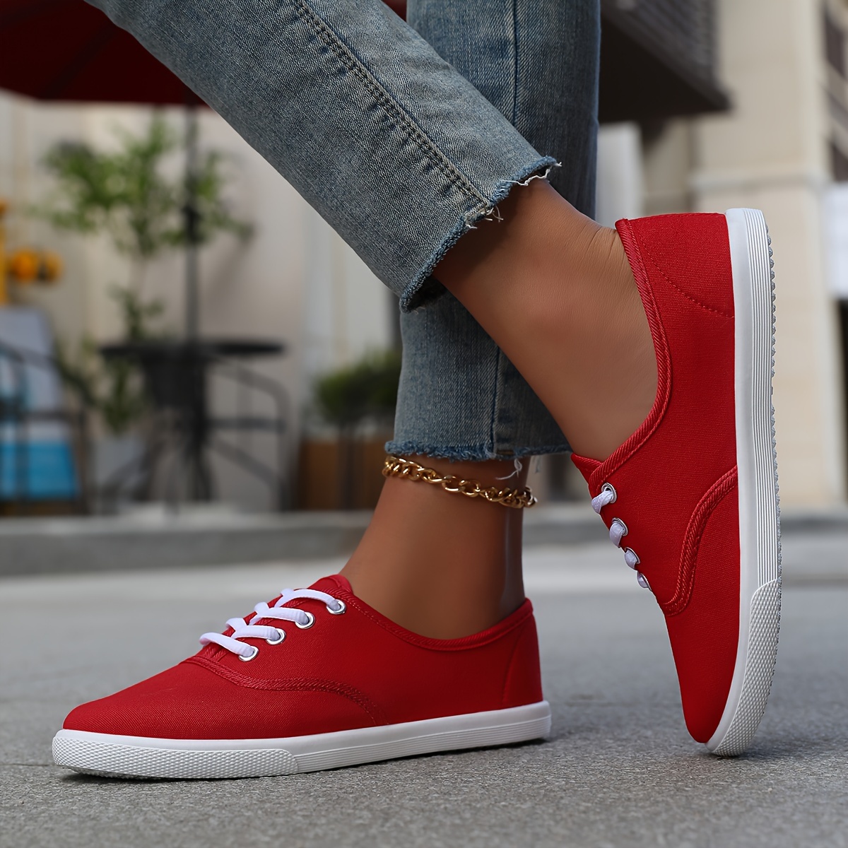 casual canvas sneakers women s low top lace walking shoes details 28