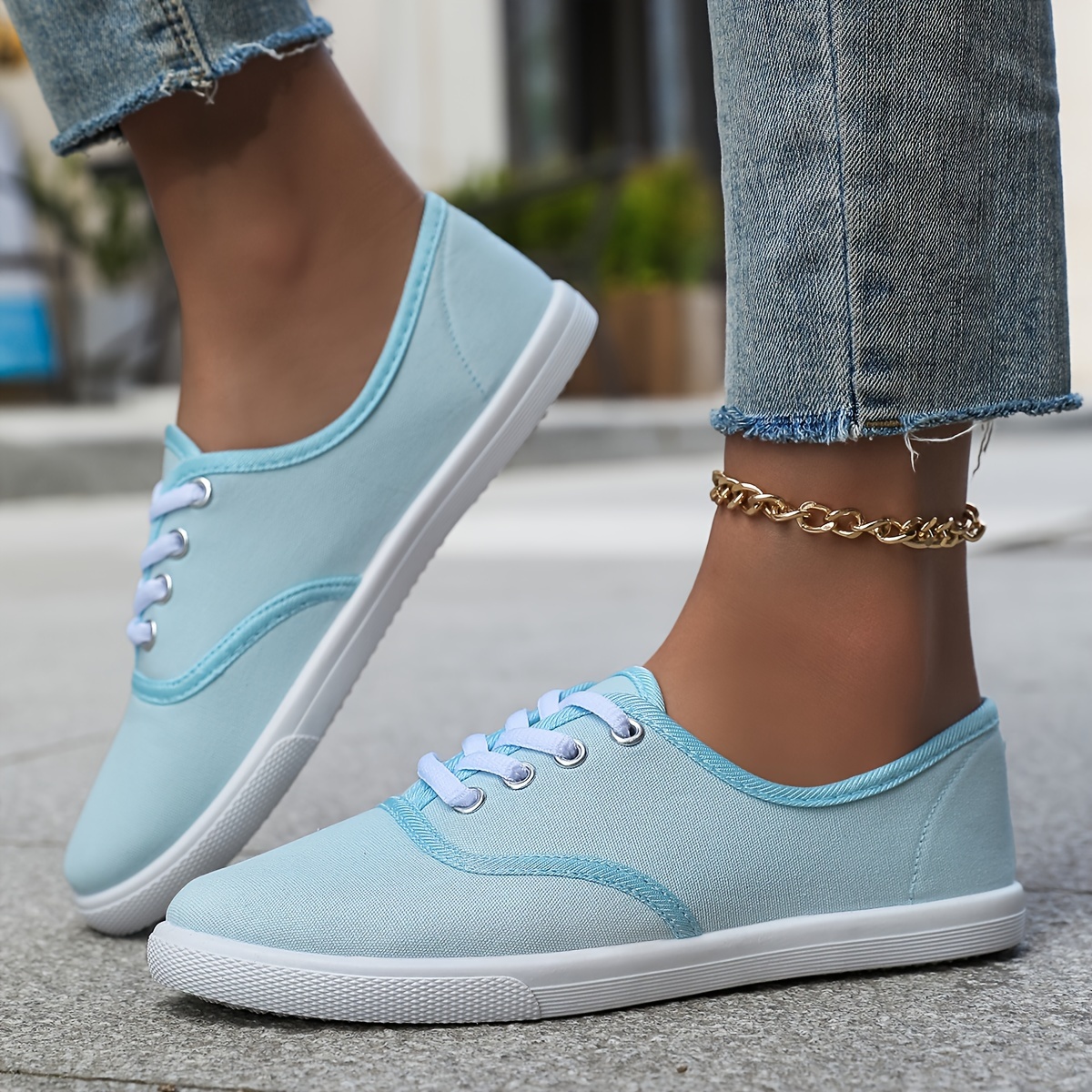 casual canvas sneakers women s low top lace walking shoes details 29