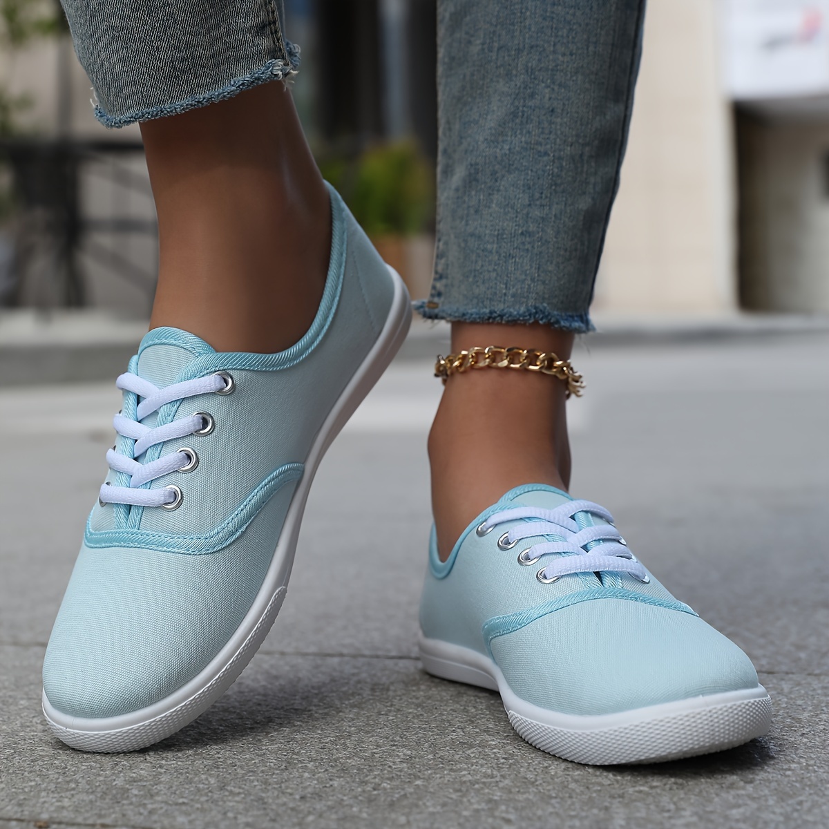 casual canvas sneakers women s low top lace walking shoes details 30