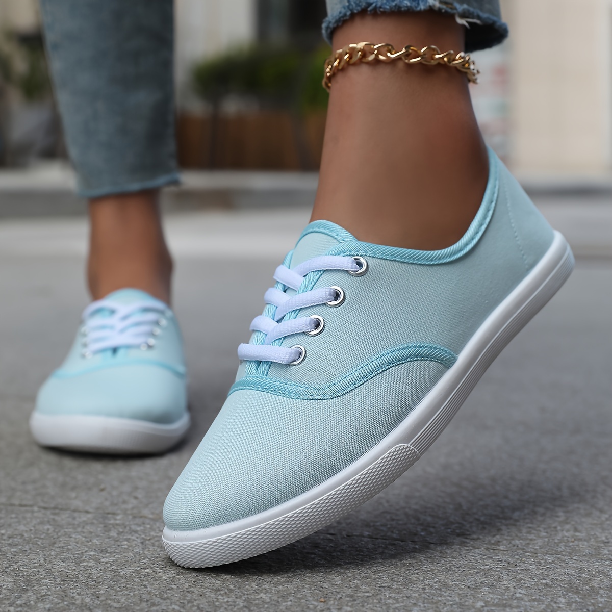 casual canvas sneakers women s low top lace walking shoes details 31