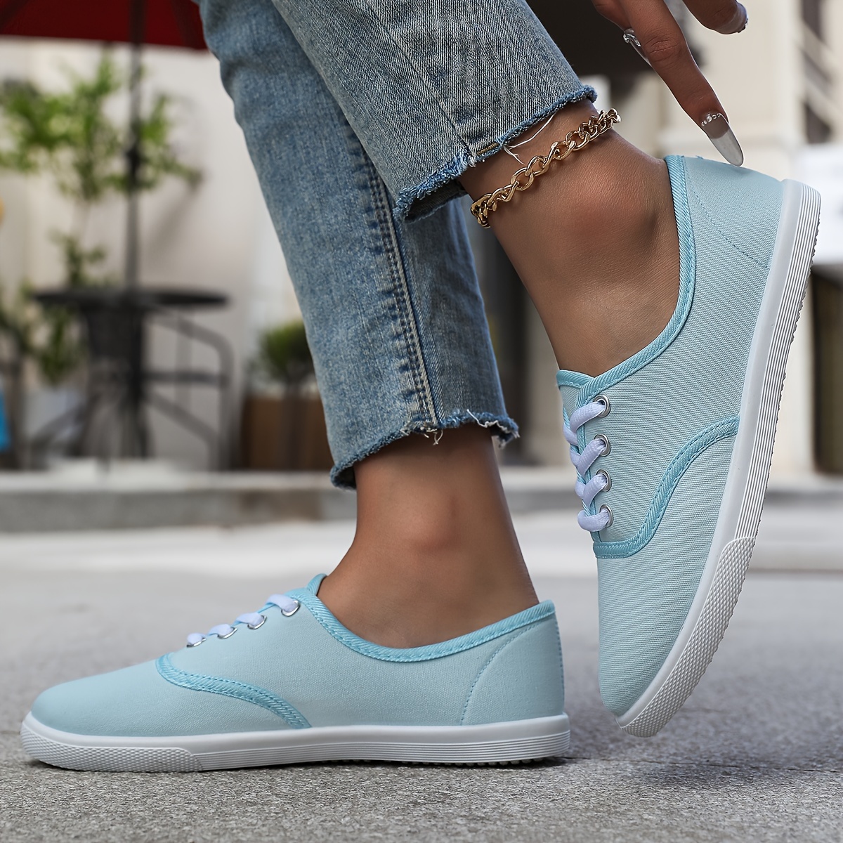 casual canvas sneakers women s low top lace walking shoes details 32