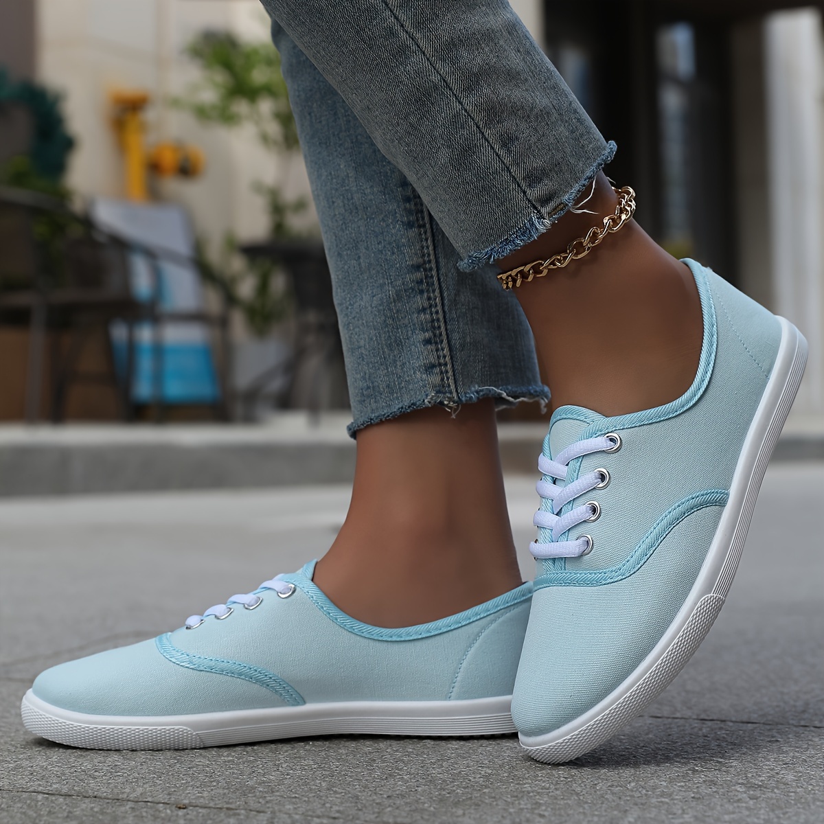casual canvas sneakers women s low top lace walking shoes details 33