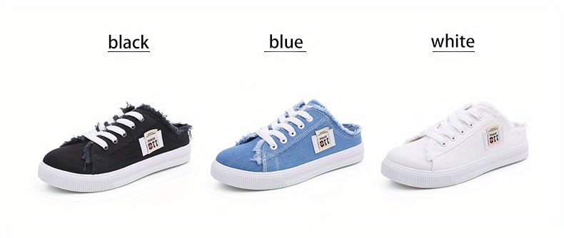 canvas mule sneakers chic women s breathable round toe lace details 0