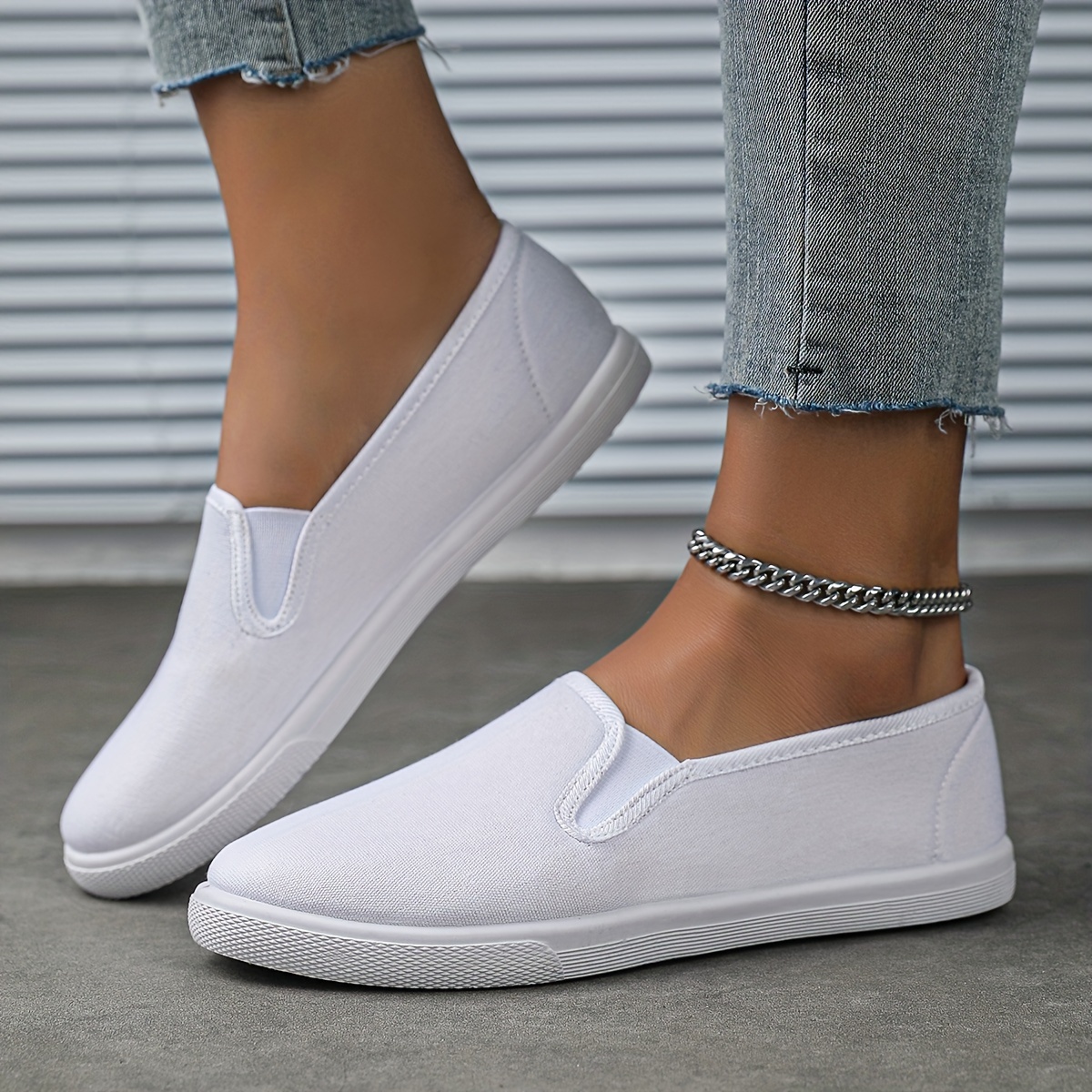 solid color canvas shoes women s simple casuals slip outdoor details 1