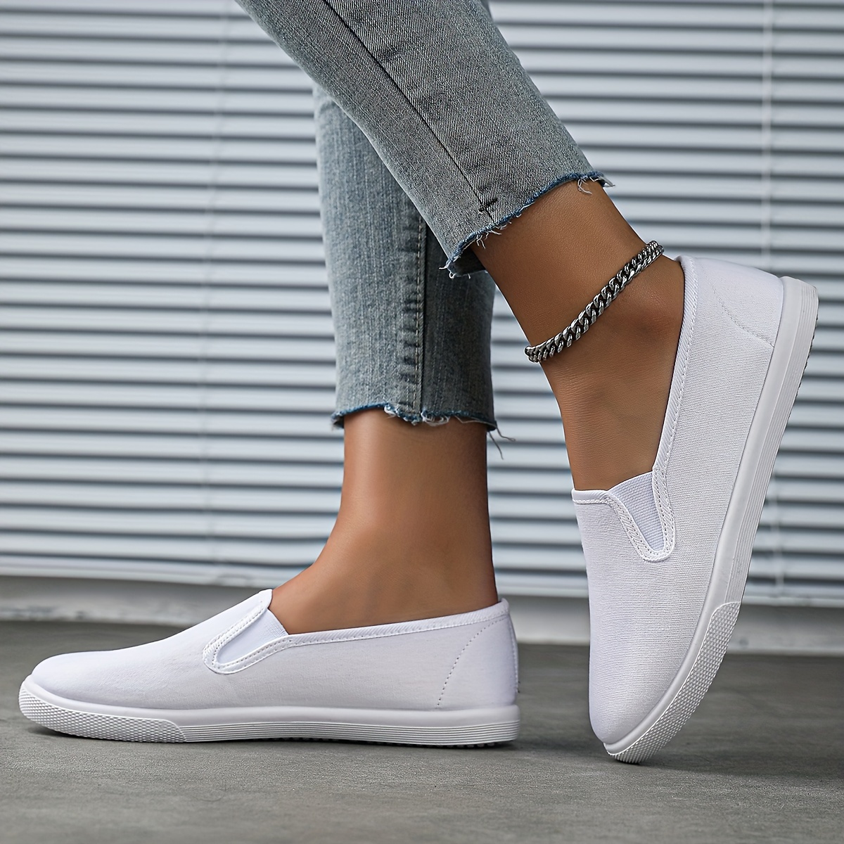 solid color canvas shoes women s simple casuals slip outdoor details 3