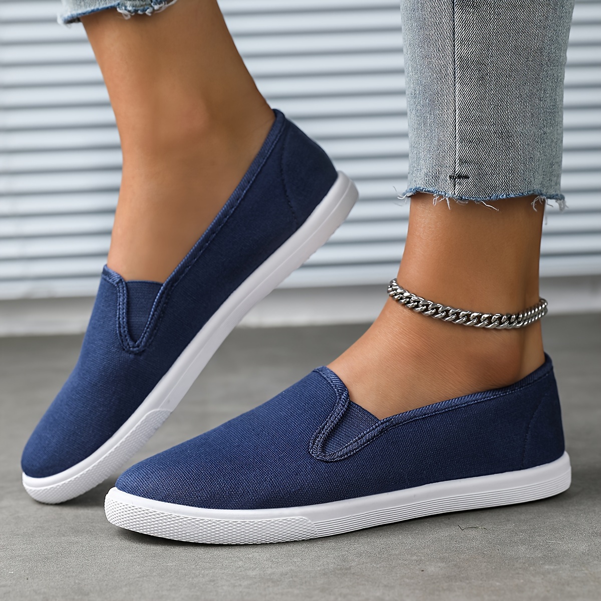 solid color canvas shoes women s simple casuals slip outdoor details 7