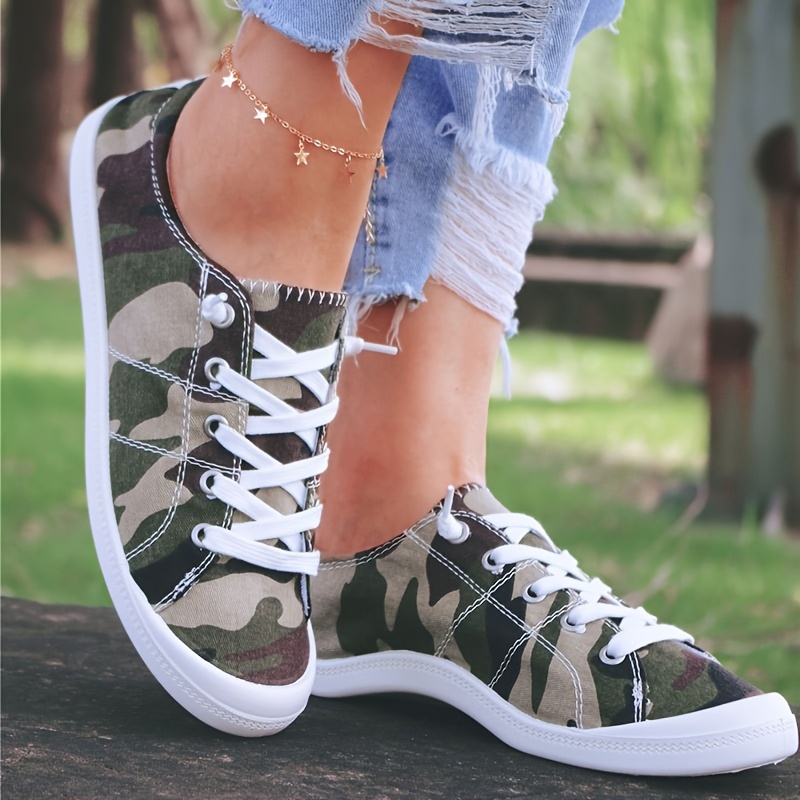 camouflage print canvas shoes women s casual lace outdoor details 0