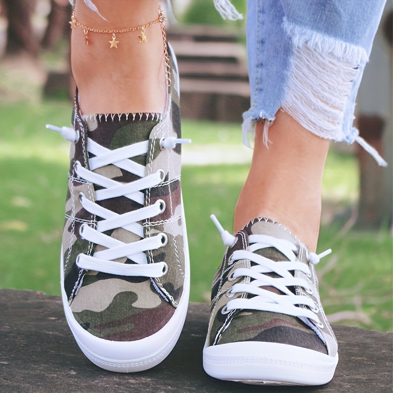 camouflage print canvas shoes women s casual lace outdoor details 2