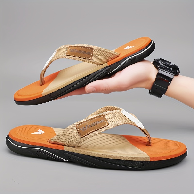 mens trendy thong sandals casual non slip flip flops sandals for indoor outdoor walking beach shoes for spring and summer details 1