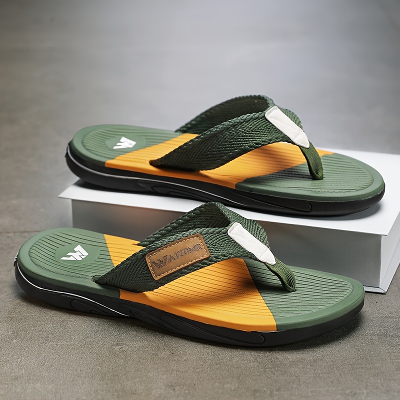 mens trendy thong sandals casual non slip flip flops sandals for indoor outdoor walking beach shoes for spring and summer details 3