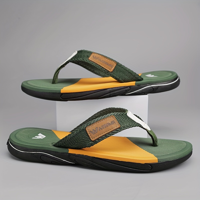 men s block color trendy thong sandals casual non slip flip details 2