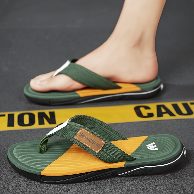 men s block color trendy thong sandals casual non slip flip details 6