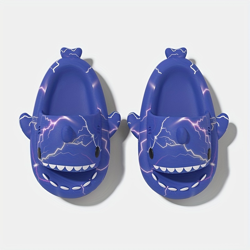 unisex lightning pattern shark shaped slippers comfy non details 1