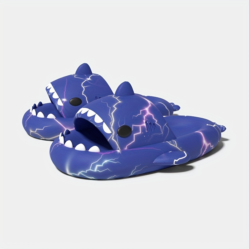unisex lightning pattern shark shaped slippers comfy non details 3