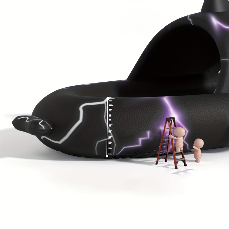 unisex lightning pattern shark shaped slippers comfy non details 5