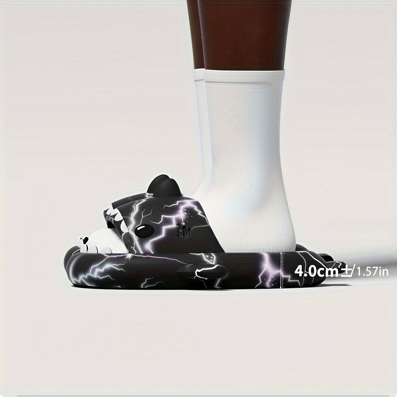 unisex lightning pattern shark shaped slippers comfy non details 8