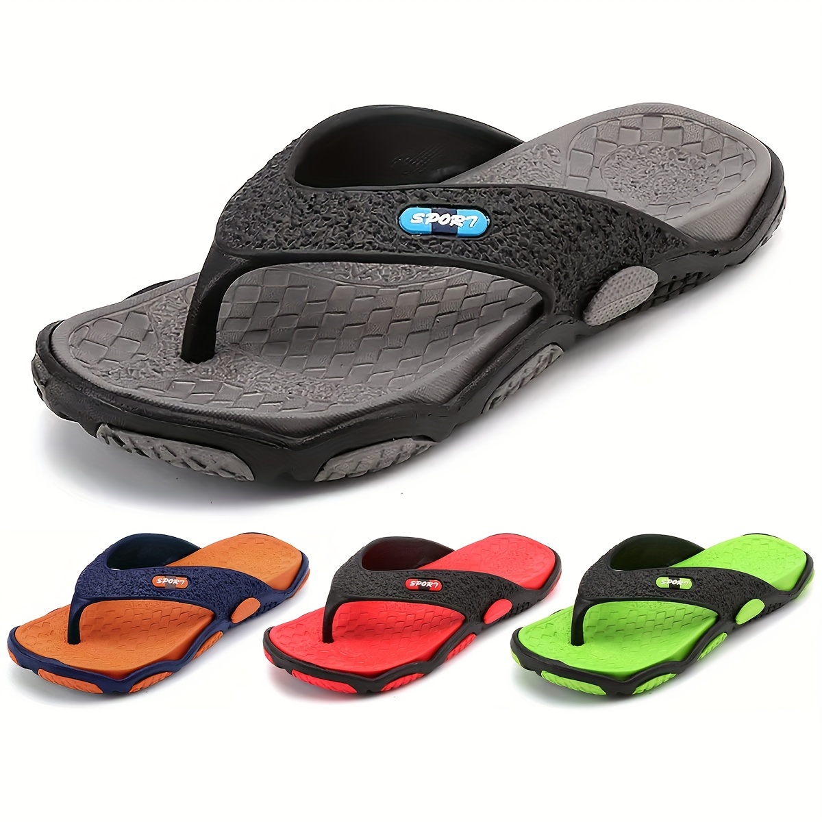 mens trendy non slip flip flops with assorted colors casual slippers for outdoor use summer beach slippers details 1