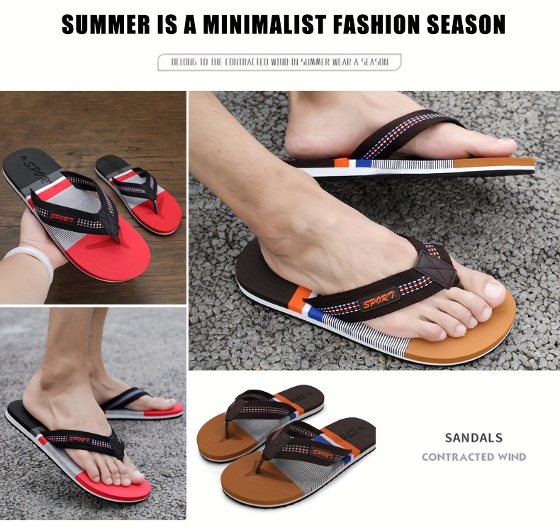 mens thong sandals casual non slip flip flops shoes toe post sandals for indoor outdoor beach shower spring and summer details 1