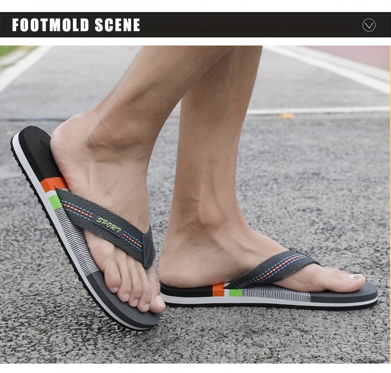 mens thong sandals casual non slip flip flops shoes toe post sandals for indoor outdoor beach shower spring and summer details 6