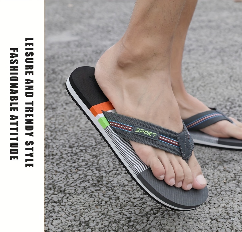 mens thong sandals casual non slip flip flops shoes toe post sandals for indoor outdoor beach shower spring and summer details 7