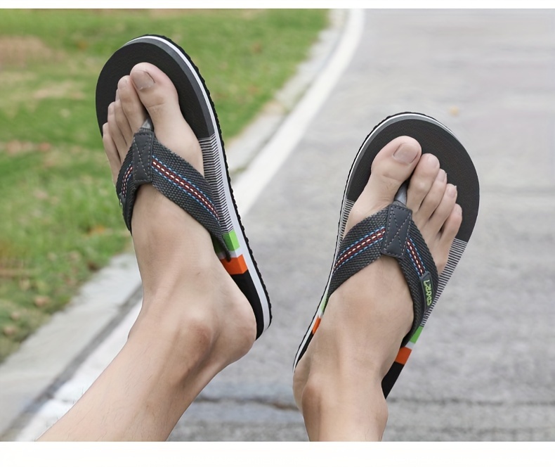 mens thong sandals casual non slip flip flops shoes toe post sandals for indoor outdoor beach shower spring and summer details 8