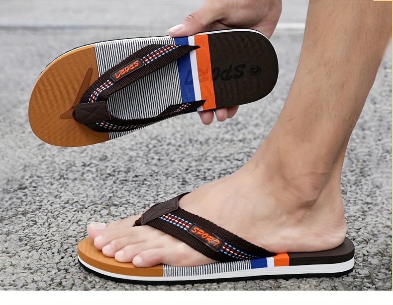 mens thong sandals casual non slip flip flops shoes toe post sandals for indoor outdoor beach shower spring and summer details 10