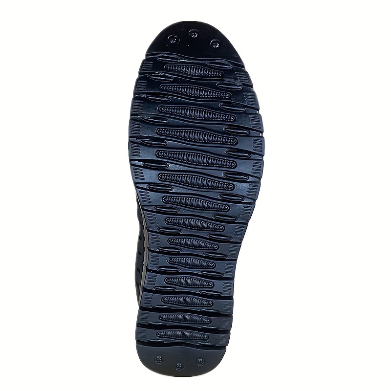 mens leather sneaker durable non slip outdoor walking shoes with adjustable no tie lace spring and summer details 2